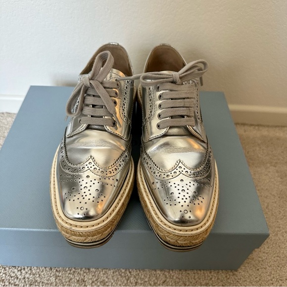 Women’s Prada Metallic Leather Platform Sneaker - Picture 1 of 6